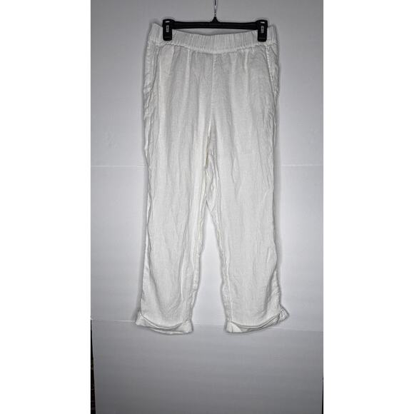 TAHARI 100% LINEN PANTS SIZE MEDIUM WHITE - Picture 1 of 3